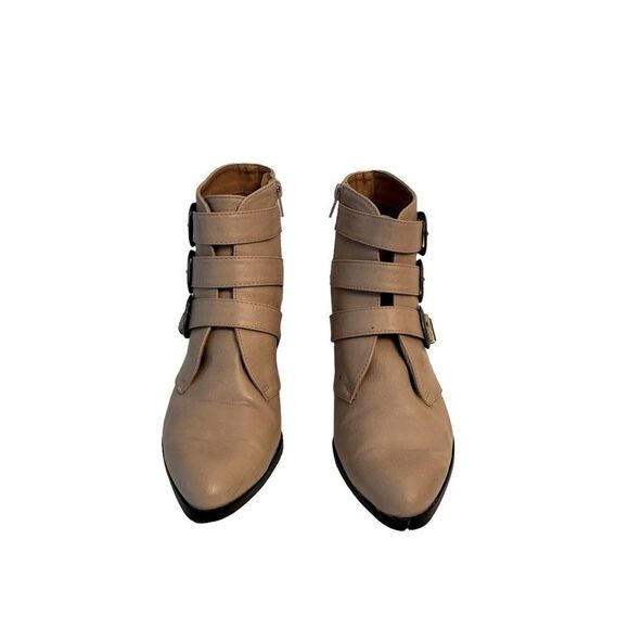 Qupid Taupe Side Zip Buckle Western Booties NWOT Size 8 - Picture 9 of 10